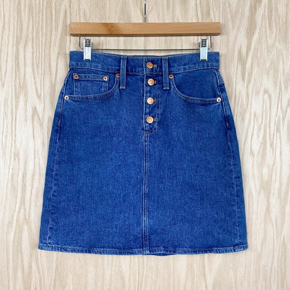 J. Crew Button Front Denim Mini Jean Skirt - Picture 1 of 5